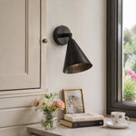Cargar imagen en el visor de la Galería, Matte black brass wall light beside a window and console