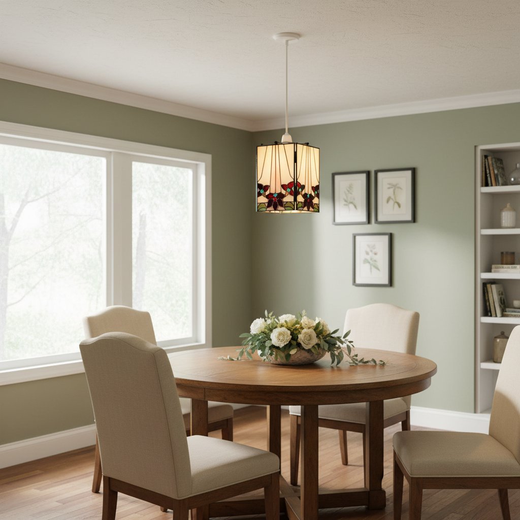 TF Camillo Mozaïek Tiffany Glas Hanglamp - Vierkante Lantaarn Lampenkap - Ambachtelijk Woondecoratie Accessoire