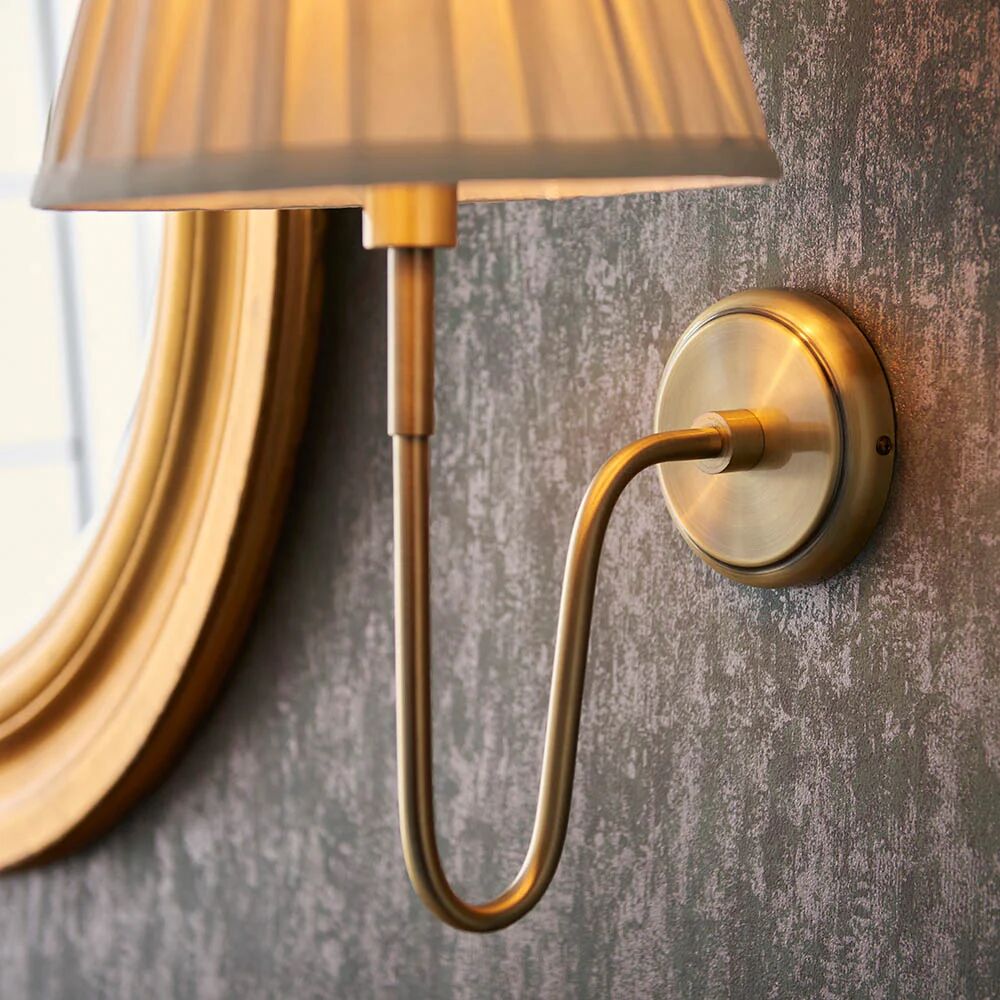 Ivoralux Tapered Fabric Wall Light – Modern Classic Curved Arm Sconce for Hallways or Bedrooms