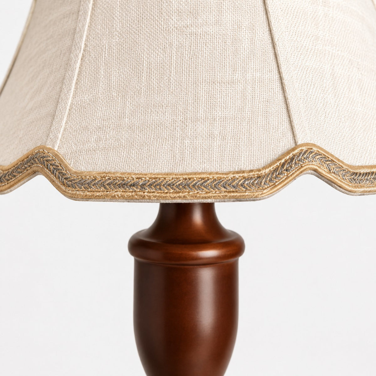 Vintage Fabric Table Lamp with Scalloped Shade