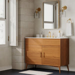 Load image into Gallery viewer, Hanton Modern Minimalist Brass and Glass Sconce – Damp Rated for Bathrooms
