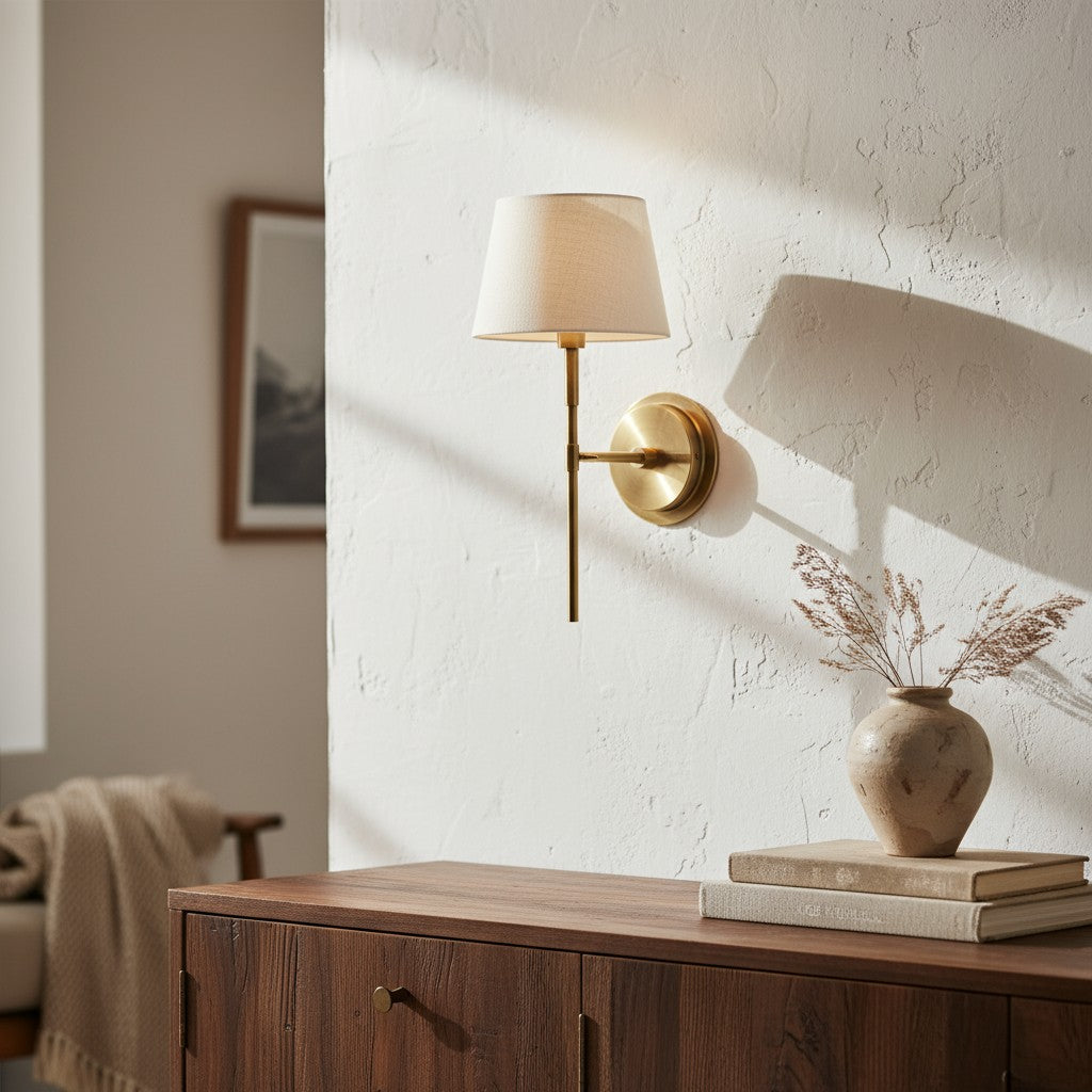 Cremaris metalen wandlamp met stoffen kap - tijdloze wandlamp voor binnenverlichting