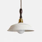 Cargar imagen en el visor de la Galería, Brass walnut color pendant lamp with white shade