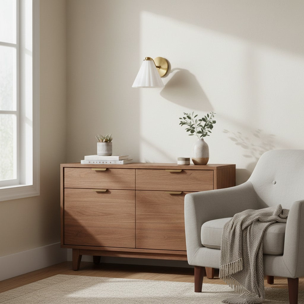 Applique da Parete Mivie in Vetro Latte Ondulato Moderna - Profilo Compatto per Camere da Letto e Corridoi