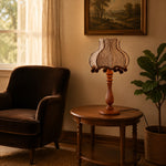 Carica l'immagine nella visualizzazione Galleria, Vintage striped fabric table lamp beside a lounge chair