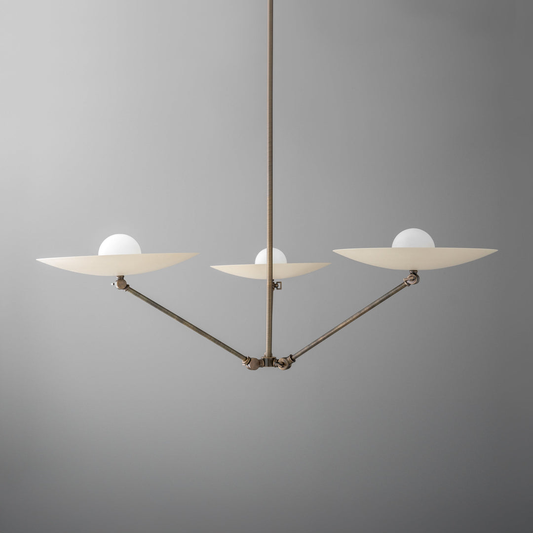 Curva Metal Antique Brass Chandelier - Modern Industrial Lighting Pendant