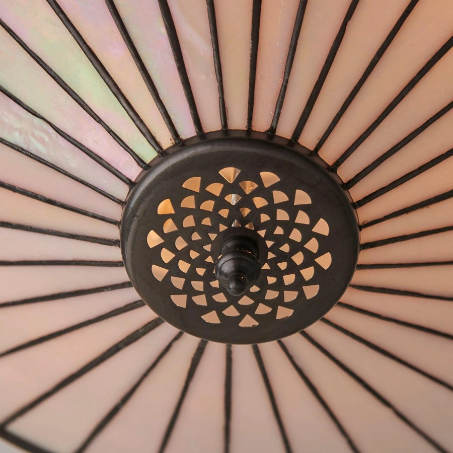 TF Fargo Geometric Flush Mount Light — Handcrafted Art Deco Stained Glass Lamp for Entryway