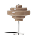 Afbeelding laden in galerijweergave, Koloro Glass Table Lamp - Retro Tiered Design with Chrome Base
