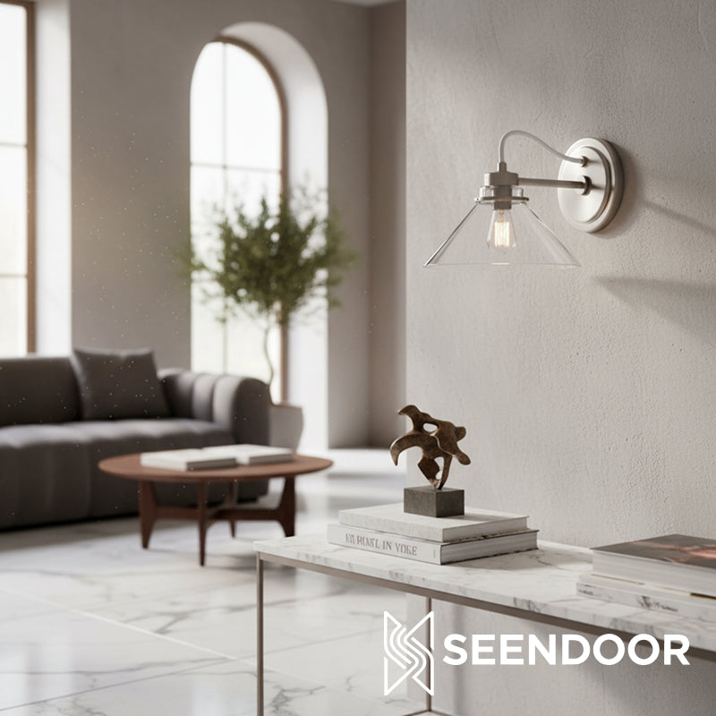 Aurenza Sconce – Farmhouse Wall Light with Metal Accents for Cozy Spaces