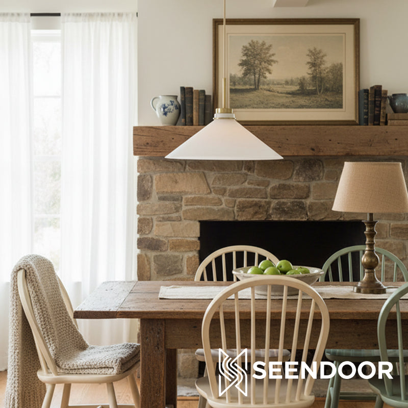 Aurenza Modern Farmhouse Pendant Light - Adjustable Shade for Warm Ambiance