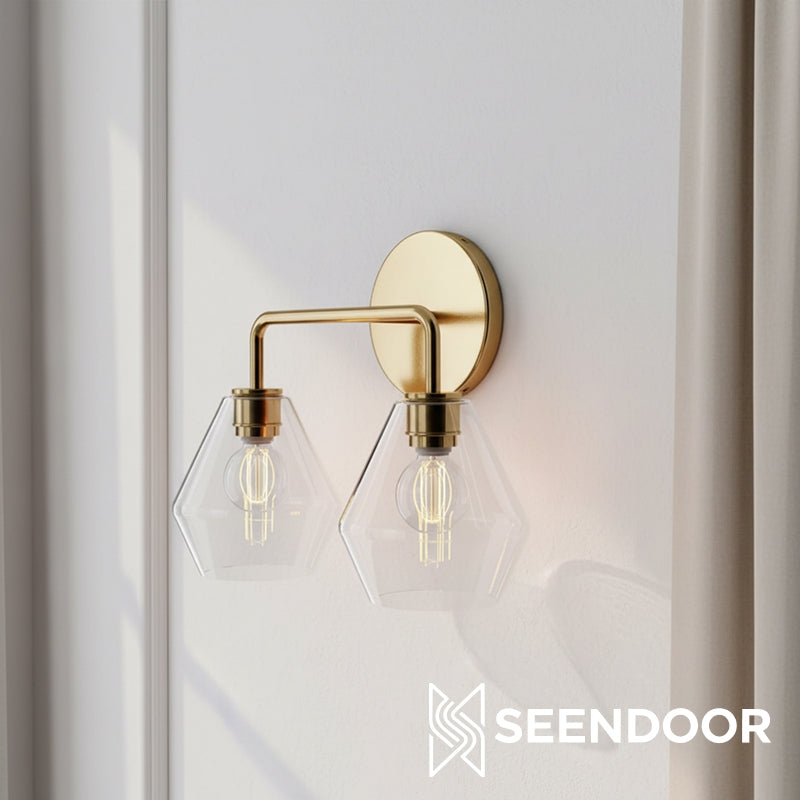 Merin Metal & Glass Sculptural Wall Sconce for Vanity & Bathroom