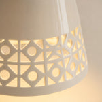 Carica l'immagine nella visualizzazione Galleria, close view of cutout ceramic shade edge and warm glow