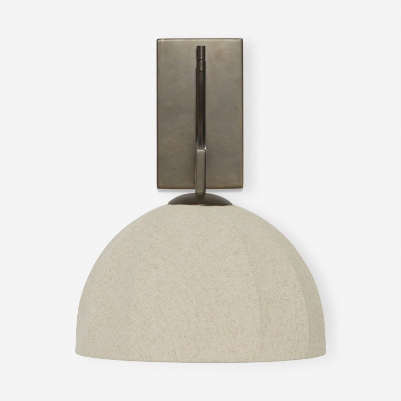 Lumarys Schwenkarm-Wandleuchte – Skulpturale Leinen-Schirm Wandleuchte im organischen Stil für Wohn- oder Schlafzimmer