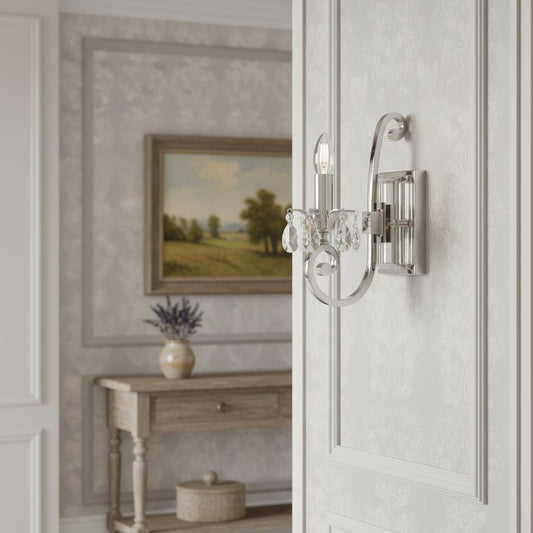 Luz de Pared de Acento de Cristal Talonis – Diseño de Brazo Curvo en Cromo para Salas y Pasillos