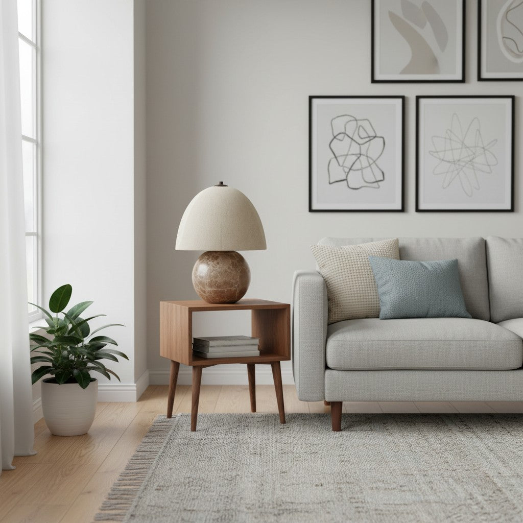 Cordove Tafellamp Sculpturale Bolvormige Voet Artistieke Tafellamp - Linnen Kap voor Slaapkamer Woonkamer