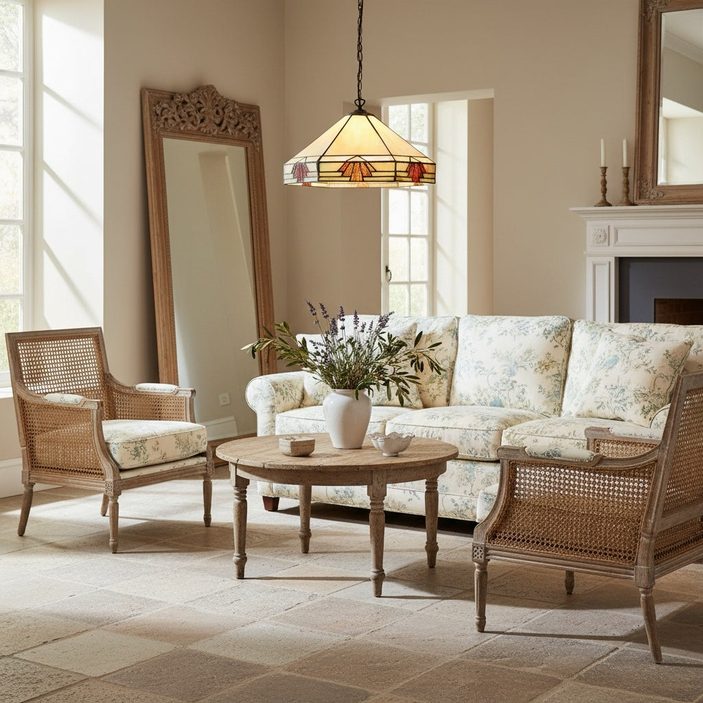 Suspension en vitrail vintage TF Nevada - Éclairage artisanal en verre d'art pour les salles à manger