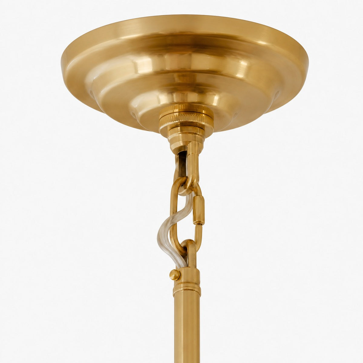 Polished brass ceiling canopy and suspension hardware