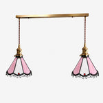 Cargar imagen en el visor de la Galería, Pink two-light stained glass linear pendant