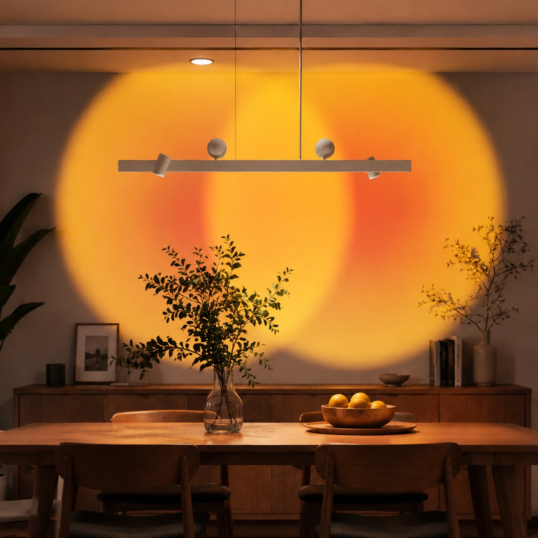 Lámpara colgante lineal para comedor con luz de lavado de pared