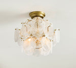 Load image into Gallery viewer, Sevra Cascading Glass Disc Round Flush Mount - Vintage Brass Ceiling Light
