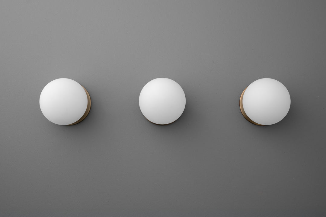 Glorica Glass Brass Wall Sconce - Frosted Globe Classic Light For Warm Ambiance