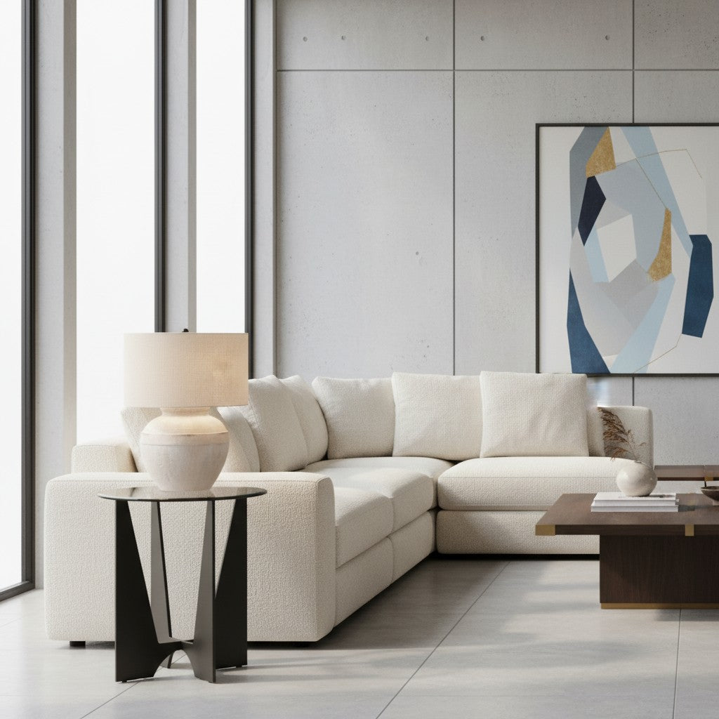 Ceruna Tafellamp met Gestructureerde Keramische Voet en Zachte Gloed voor Nachtkastje in Slaapkamer