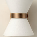 Cargar imagen en el visor de la galería, Lámpara de Pared Ankora - Pantalla de Lino con Diseño de Corbatín, Aplique de Metal de Latón Envejecido para Pasillo