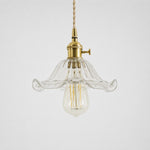 Charger l'image dans la visionneuse de la galerie, Style N textured glass shade with antique brass E27 socket, front view