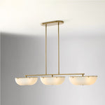 Load image into Gallery viewer, Ferosa Boat-Shaped Lampshade Linear Chandelier - Antique Brass with Milk Glass
