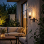 Cargar imagen en el visor de la Galería, Outdoor wall sconce lit beside seating area