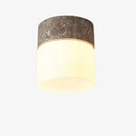 Charger l'image dans la visionneuse de la galerie, Silver gray travertine flush mount ceiling light with warm glass shade