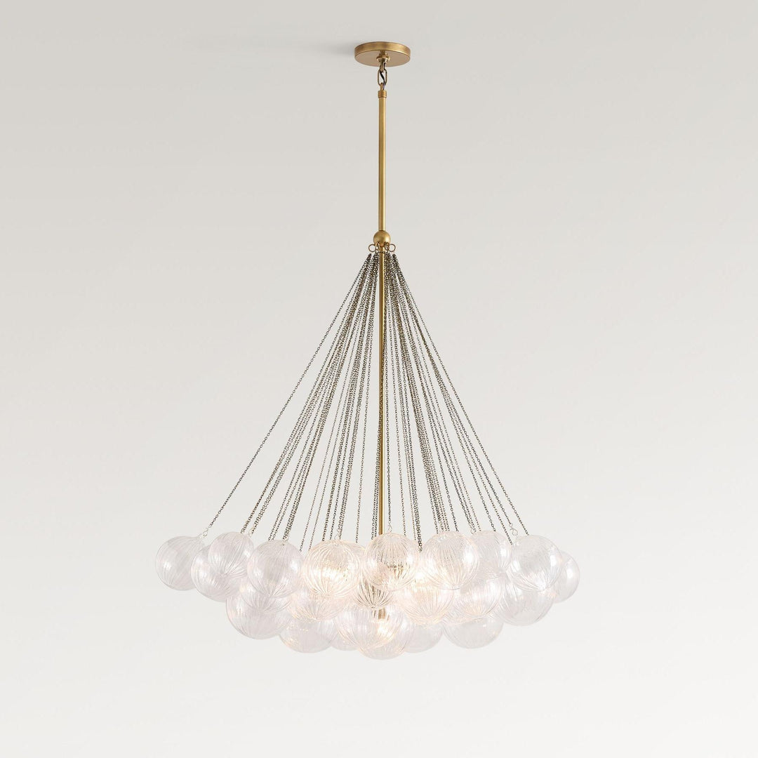 Bravira Glass Bubbled Chandelier - Vintage Brass Oval Glass Lighting