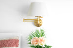 Load image into Gallery viewer, Ornato Luxe Brass Schoolhouse Sconce - Art Deco Wall Light with White Glass Shade
