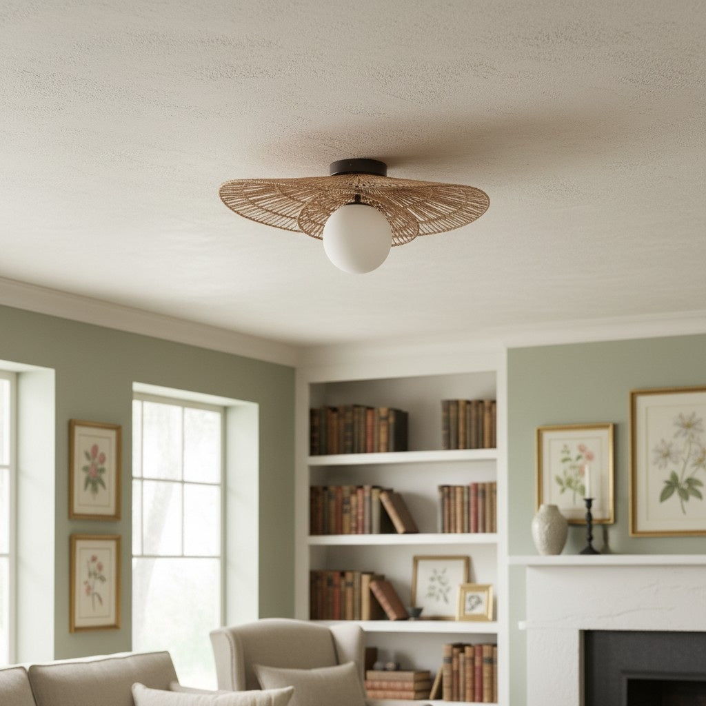 Florevian Pleciony Kinkiet Ścienny – Dwupoziomowy Kinkiet z Juty do Salonu lub Sypialni