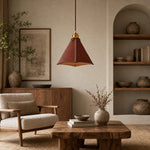 Cargar imagen en el visor de la Galería, Leather pendant light styled with wood furniture and neutral shelves