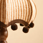 Cargar imagen en el visor de la Galería, Close detail of the plush plaid fabric shade and pom pom fringe