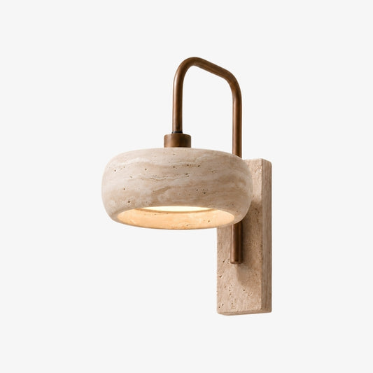 Aplique de pared Travira Wabi Sabi de travertino — Vintage para dormitorio o sala de estar