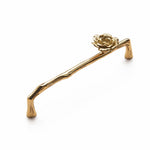 Carica l'immagine nella visualizzazione Galleria, Rose brass cabinet handle with 6.3 in c-c / 16.0 cm c-c mounting