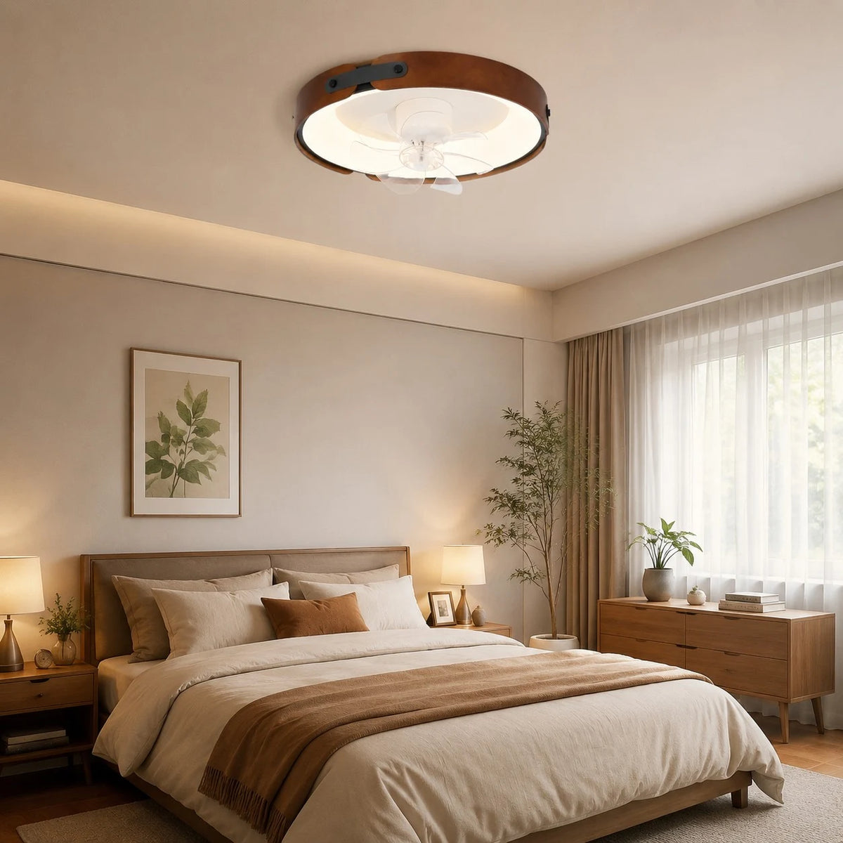 Walnut Full Spectrum Flush Mount Ceiling Light