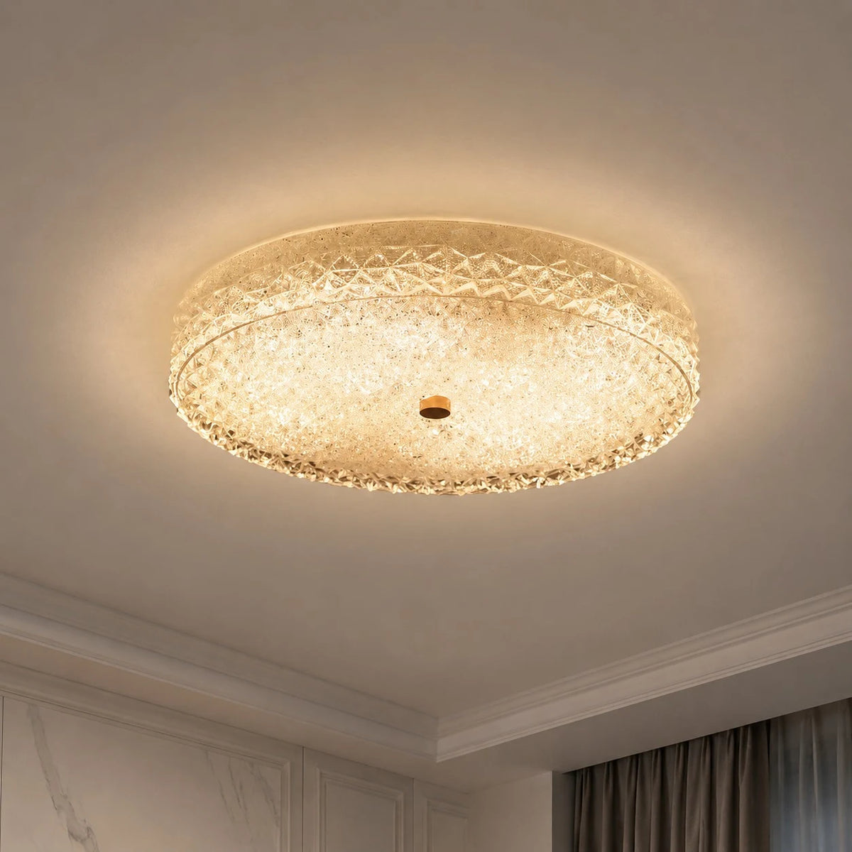 Modern Cut Glass Flush Mount Ceiling Light