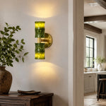 Cargar imagen en el visor de la Galería, Green bamboo wall lamp view 3