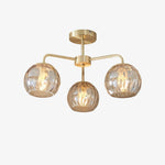 Load image into Gallery viewer, Elegant Brass Finish 3-Light Ceiling Lamp - Globe Semi Flush Light
