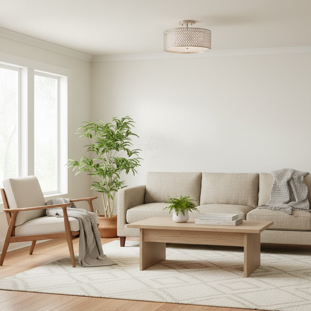 Liorin Geometrische Mesh 3-flammige Deckenleuchte – Metallgewebe-Lampe für Wohnzimmer oder Flur