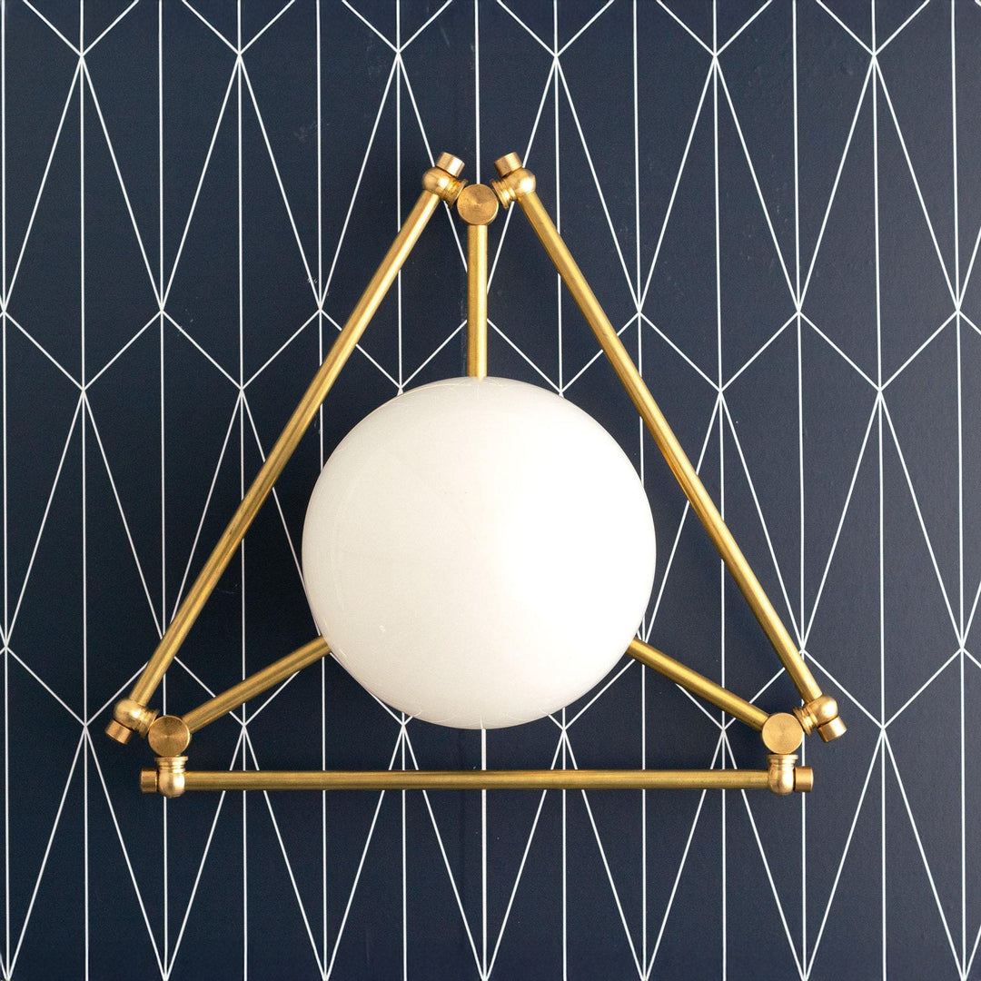 Glorica Glass Geometric Brass Pendant Light - Hand-Blown Globe Design