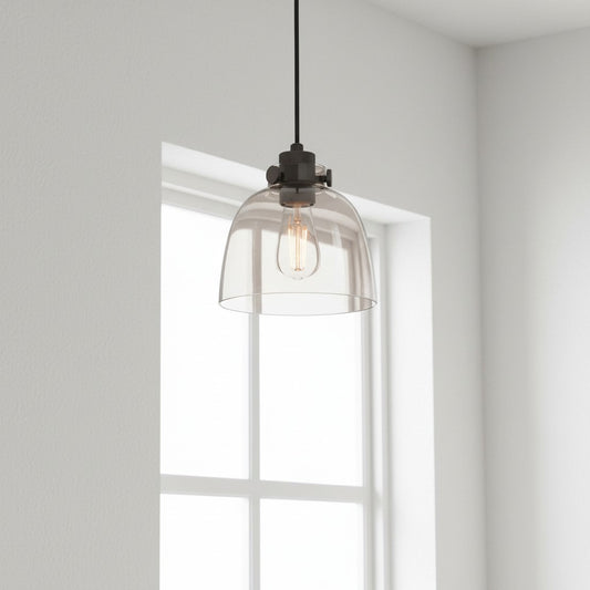 Lámpara Colgante Readium con Vidrio Tinteado - Pantalla en Cúpula Minimalista Ajustable para Isla de Cocina y Comedor