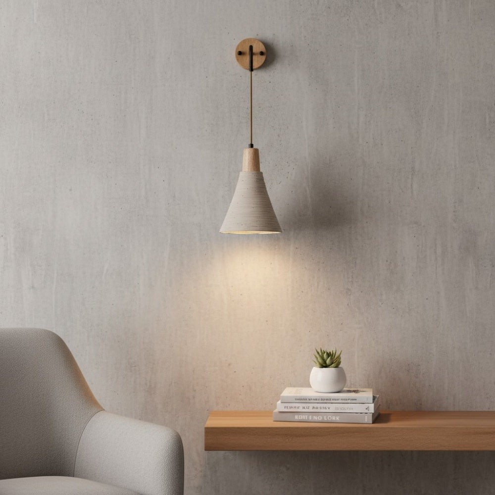 Solaraeon Microcement Minimalist Concrete Wall Sconce - Indoor Accent Lighting for Living Room