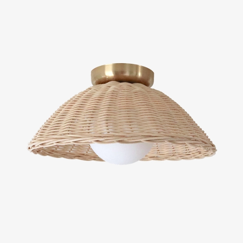 Welanery Lampe Rustique en Bambou Tissé - Lampe Murale ou Plafonnier en Verre pour Salon et Couloir