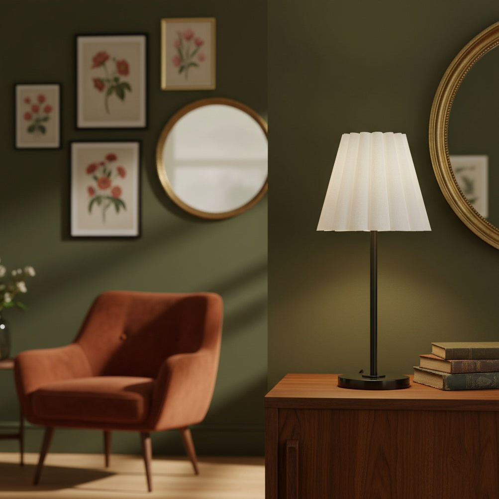 Ruffmeto Overgangs Slanke Tafellamp – Sculpturale Lampenkapverlichting voor Woonkamer of Slaapkamer