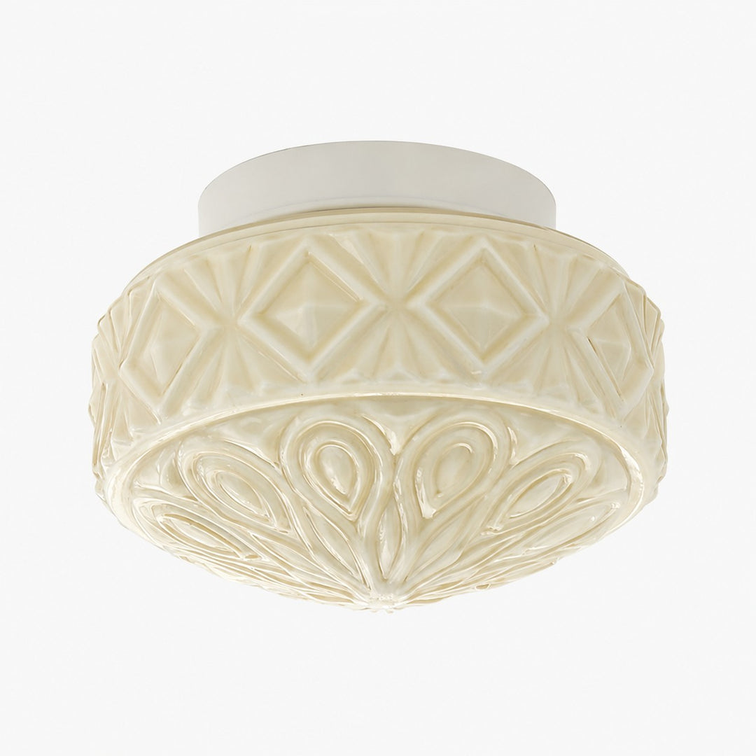 Warm beige glass flush mount ceiling light
