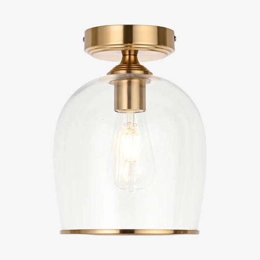 Lámpara de Techo con Cúpula Brazara - Vidrio Transparente y Acanalado de Estilo Industrial para Sala
